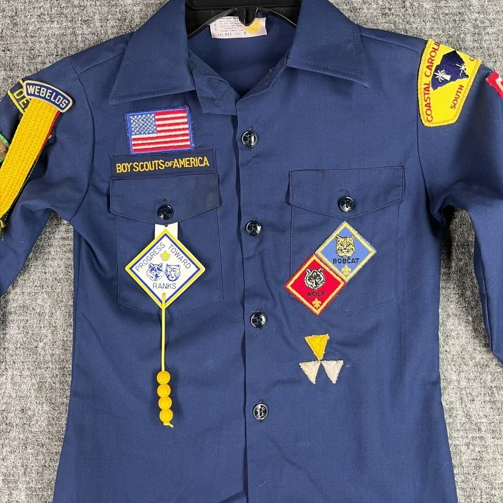 Boy Scouts Uniform Shirt Youth 8 Patches‎ Button-Up South Carolina BSA Scouting